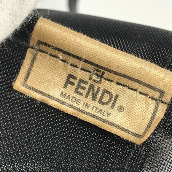 FENDI FF logo mesh big Tote Bag Beach bag Hand Bag Nylon mesh / Leather Black - Picture 8 of 13